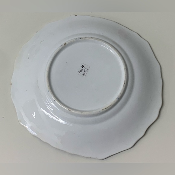 19th Century Vintage Gaudy Welsh Feather Pattern Square Scalloped Plate - Picture 11 of 15